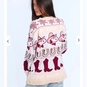 LAST ONE Peanuts Snoopy Western Howdy Button-Front Cardigan Size Small New